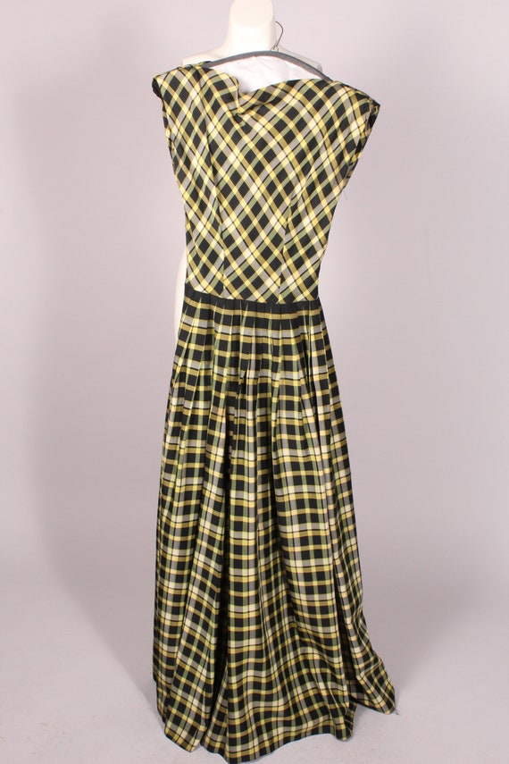 40s Dress //   Vintage 40's Yellow Gold Black Pla… - image 2
