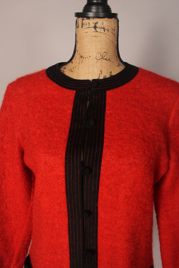 60s Sweater //  Vintage 60s Orange Red Mohair Swe… - image 3