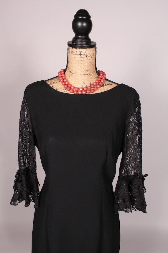 60s Dress //  Vintage 60s Black Rayon Dress Lace … - image 3