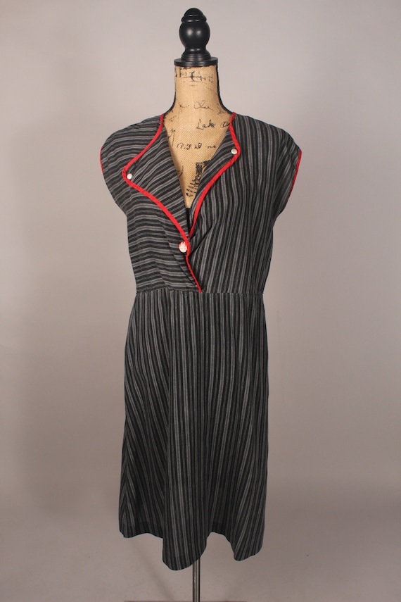 black dress with red stripe Bell sleeve striped knit dress, black/red winter dress – Arctic Affair main image 1