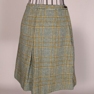 Vintage 60-tals grön rutig minikjol från Scaasi för Lortogs, storlek S, midja 64 cm bild 4
