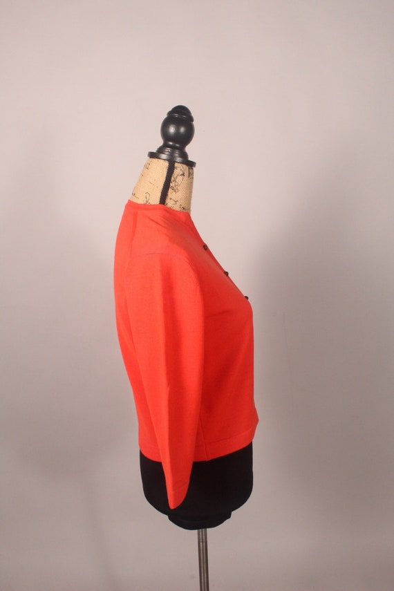 Vintage Cardigan Sweater, 60s Orange Cardigan Swe… - image 8