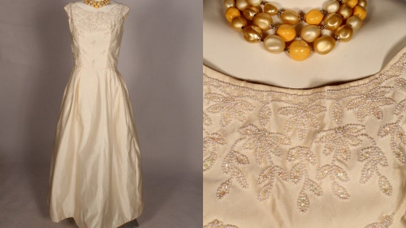 50s 60s Wedding Dress //  Vintage 50s 60s Ivory C… - image 1