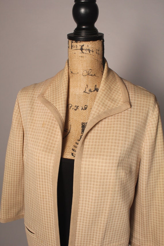 60s Jacket //  Vintage 60s Tan Check Light Wool J… - image 3
