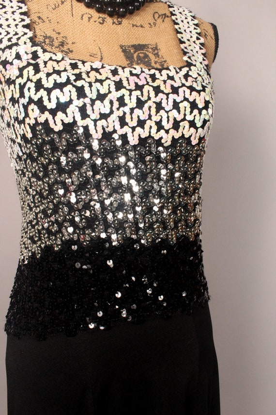 70s 80s Sequin & Poly Maxi Dress,  Vintage Sequin… - image 5