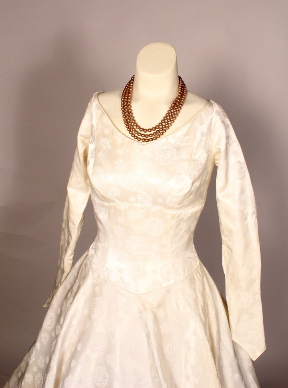 50s Dress, 50s Ivory Dress, 50s Short Wedding Dre… - image 3