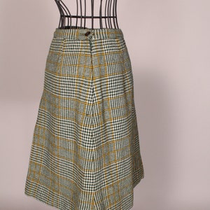 Vintage 60-tals grön rutig minikjol från Scaasi för Lortogs, storlek S, midja 64 cm bild 5