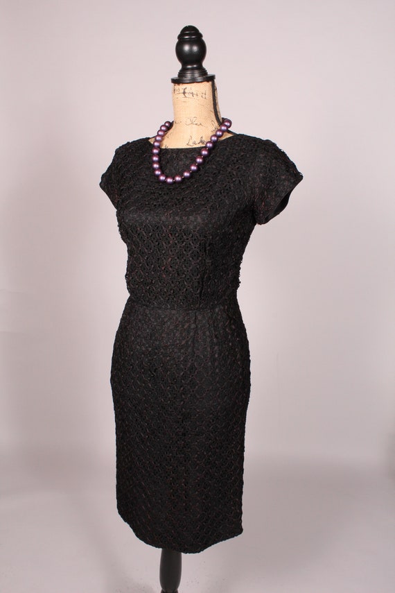 50s Dress //  Vintage 50s Black Ribbon Dress Size… - image 6