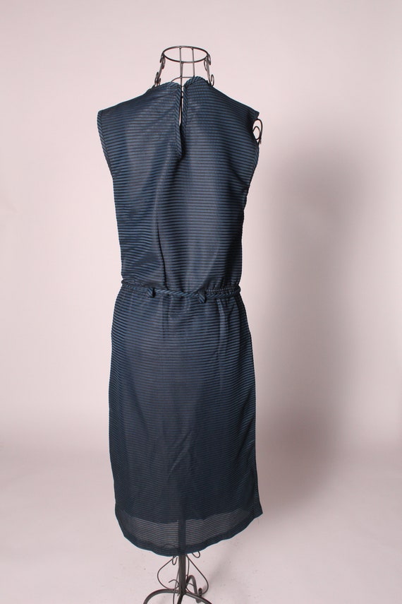 60s Dress //  Vintage 60s Navy Blue Black Nylon D… - image 7