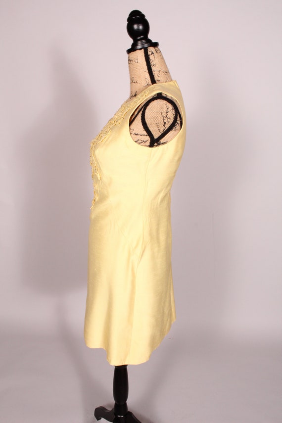 60s Dress // Vintage 60s Yellow Mini Dress with R… - image 8