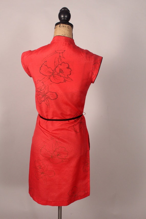 Vintage 80s Cheongsam Dress,  Red Cheongsam, Red … - image 8