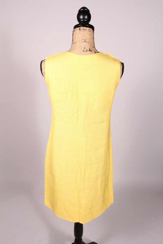 60s Dress //  Vintage 60s Lemon Yellow Linen Mini… - image 10