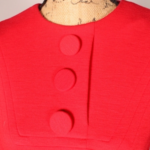 50s 60s Dress // Vintage 50s 60s Red Knit Dress with Big Buttons by R&K Originals Size M 'For The Girl Who Knows Clothes' image 4