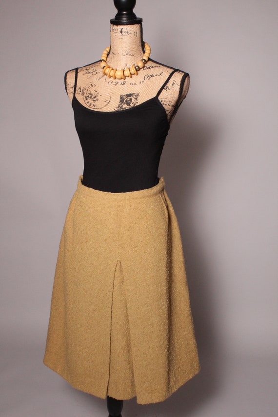 60s Skirt //  Vintage 60s Mustard Yellow Boucle W… - image 2