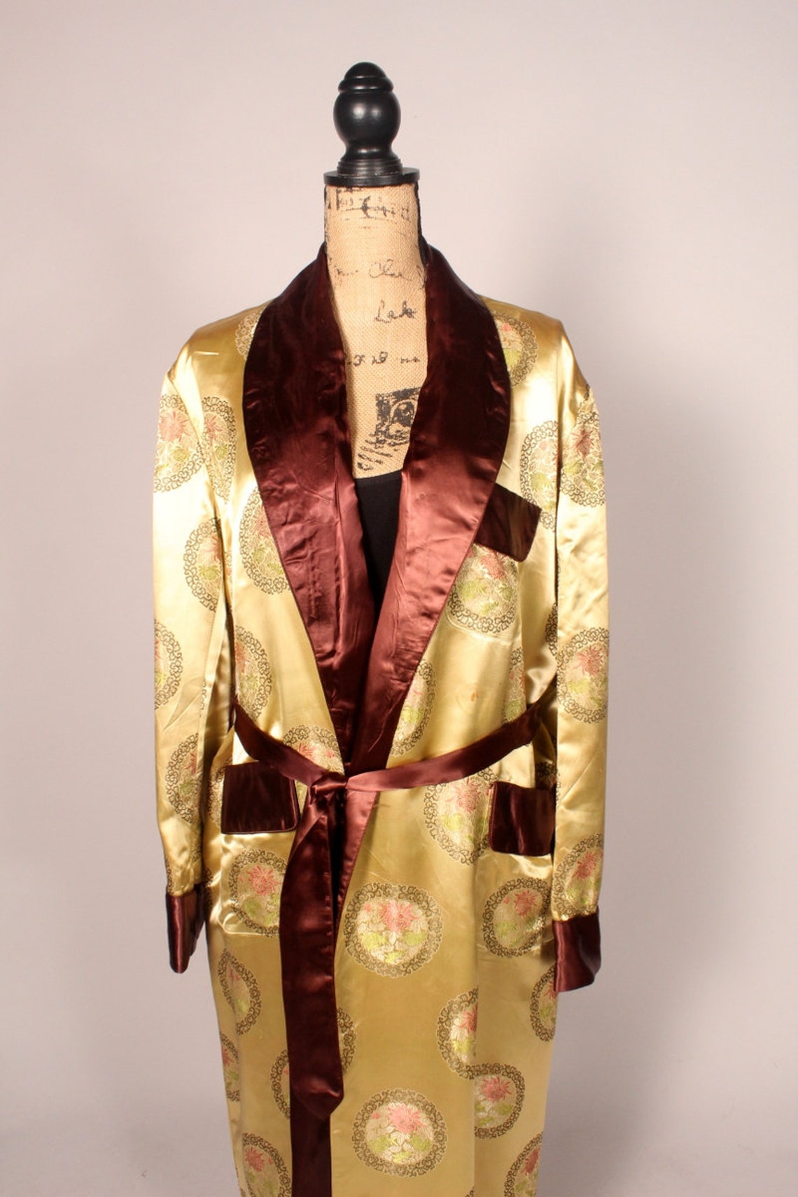 60s 70s Robe // Vintage 60s 70s Gold Heavy Satin Robe by - Etsy