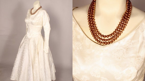 50s Dress, 50s Ivory Dress, 50s Short Wedding Dre… - image 1