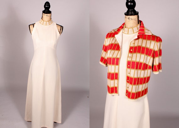 60s 70s Dress //  Vintage 60s 70s Cream Maxi Dres… - image 1