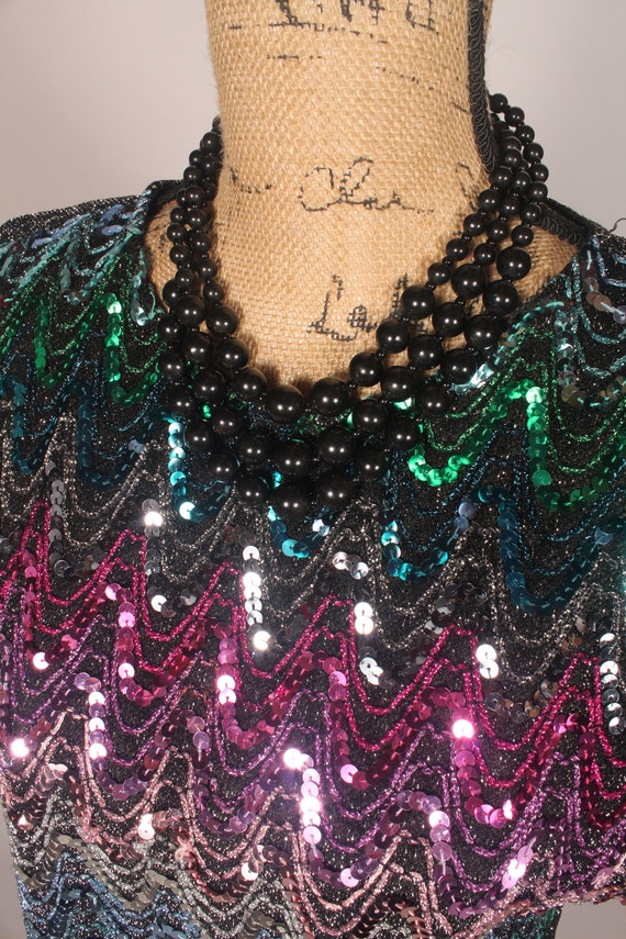 70s 80s Top //  Vintage 70s 80s Sparkly Colorful … - image 4