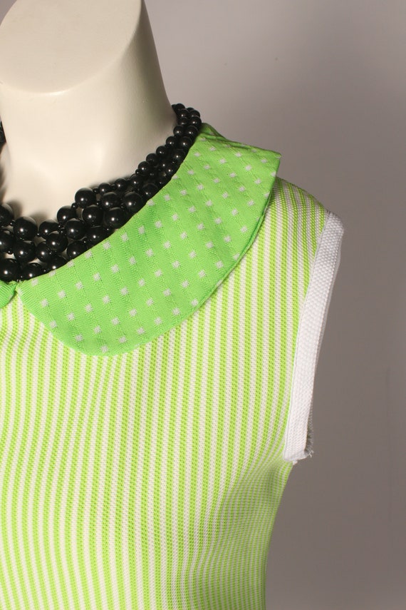 60s Romper //  Vintage 60s Lime Green Stripe Polk… - image 5