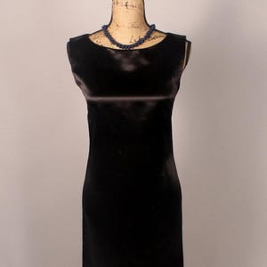 Vintage 80s Black Satin Sheath Dress Size S M