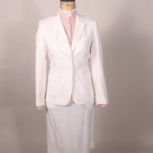 Vintage 70s 80s 3 piece White Linen Skirt Suit by College Town Size S
