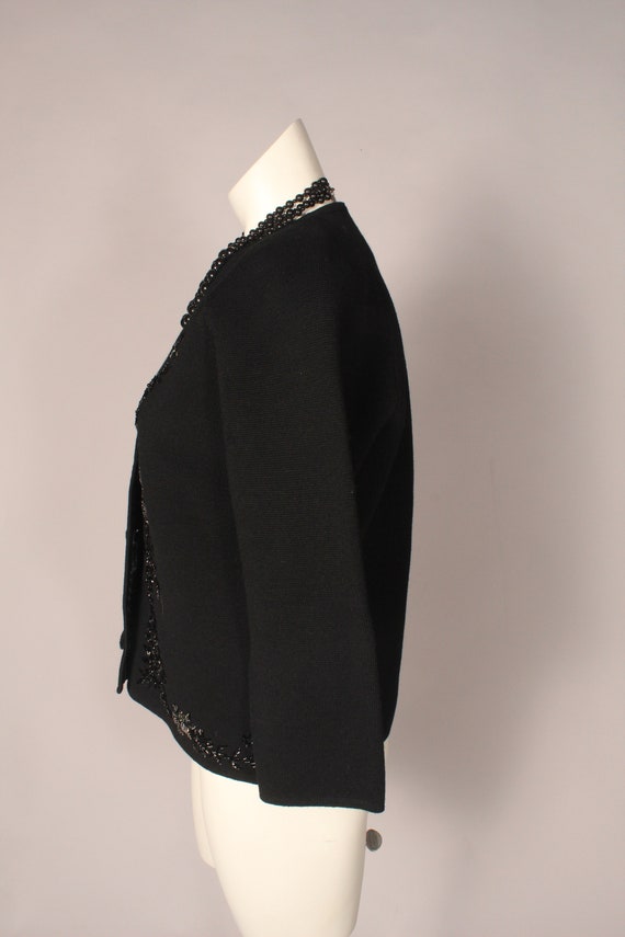 60s Jacket //  Vintage 60s Beaded Black Wool Jack… - image 8
