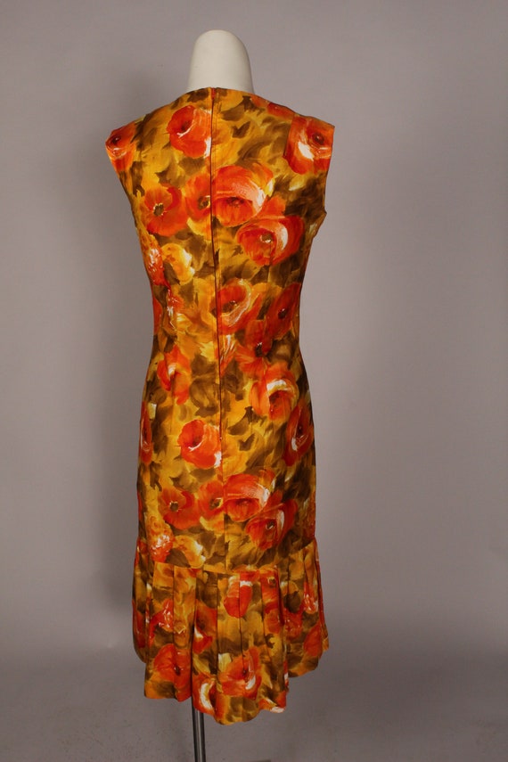 60s 70s Dress //  Vintage 60s 70s Orange Yellow F… - image 10