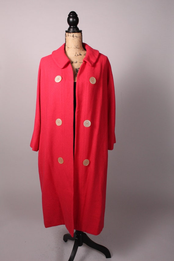 50s Coat //  Vintage 50s Watermelon Pink Swing Co… - image 2