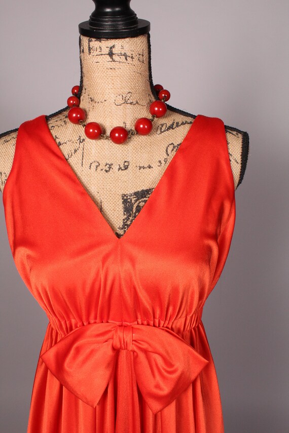 60s 70s Dress //  Vintage 60s 70s Orange Flowing … - image 4