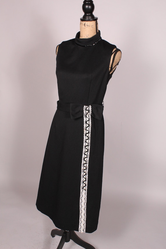 60s 70s Dress //  Vintage 60s 70s Black Dress wit… - image 7