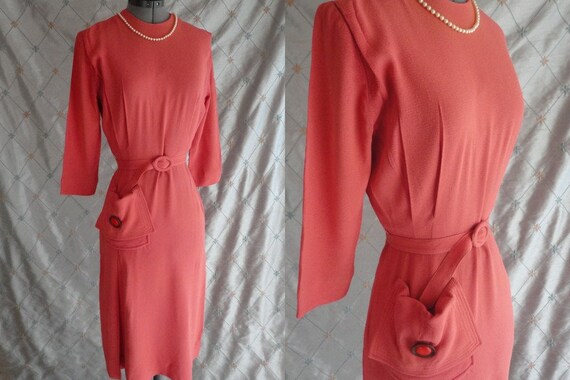 Vintage 30s 40s Dress // Vintage 30s 40s Melon Pin