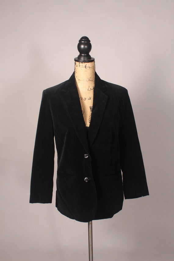 80s Blazer //  Vintage 80s Black Velvet Blazer by… - image 2