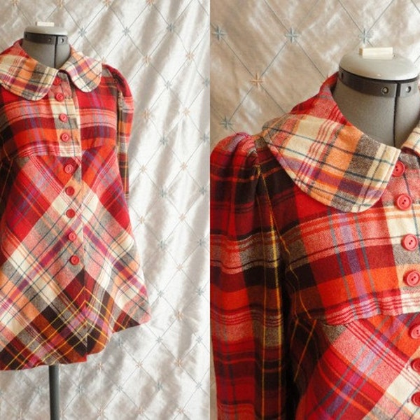 50s Jacket // Vintage 1950s Red Plaid Wool Flare Jacket by Young Timers New York Size M