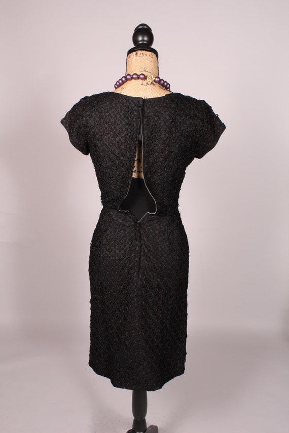 50s Dress //  Vintage 50s Black Ribbon Dress Size… - image 8