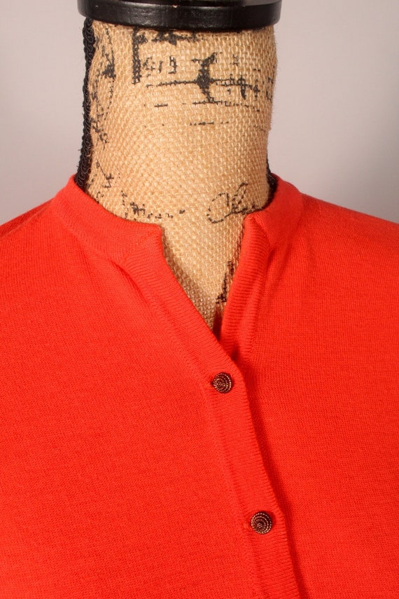 Vintage Cardigan Sweater, 60s Orange Cardigan Swe… - image 5