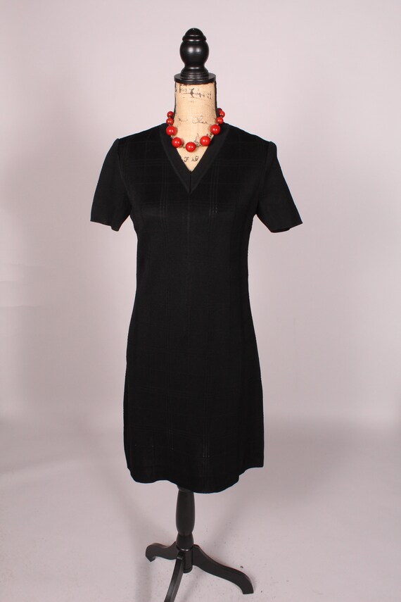 60s Dress // Vintage 60s Black Dress with Checked… - image 3