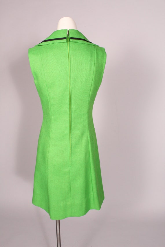 60s Dress //  Vintage 60s Lime Green & Black Line… - image 7