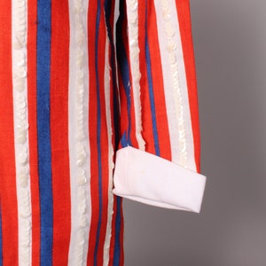 60s Dress // Vintage 60s Red White & Blue Striped Linen Dress Size M with Sequin Accents and Peter Pan Collar image 5