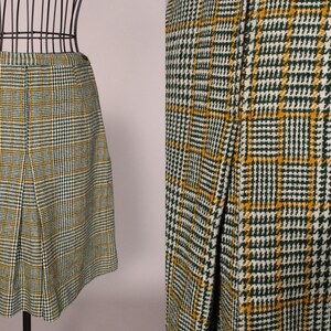 Vintage 60-tals grön rutig minikjol från Scaasi för Lortogs, storlek S, midja 64 cm bild 2