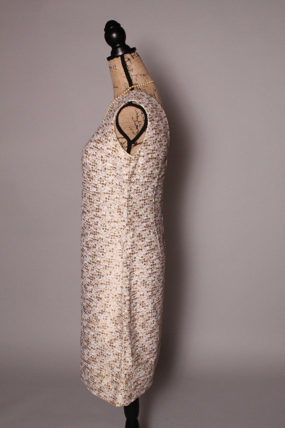 60s Dress //  Vintage 60s Ivory and Gold Dress Si… - image 4