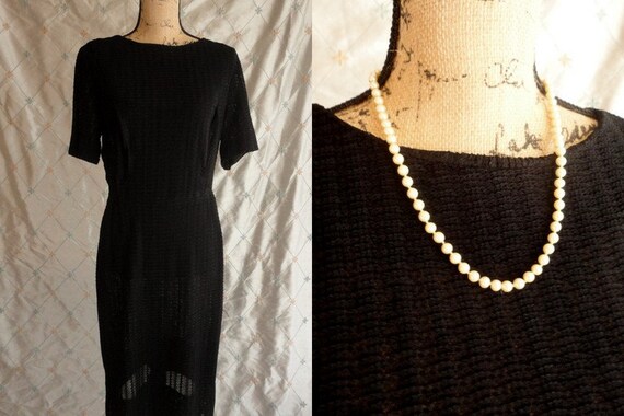 50s 60s Dress // Vintage 50s 60s Black Sheer Dres