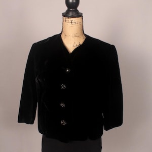 50er 60er Jahre Schwarze Samt Kurz Jacke Blazer Spezialgeschäft B Altman New York
