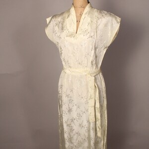 Vintage 80s Ivory Jacquard Dress Size M side slits image 7
