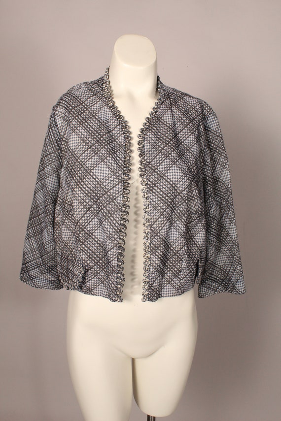 50s 60s Blazer //  Vintage 50s 60s Blue Check Lig… - image 2