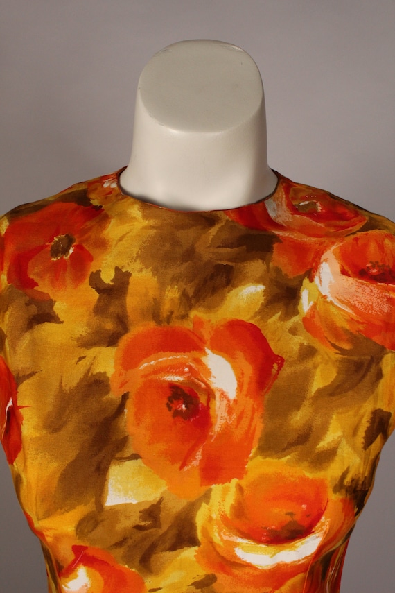 60s 70s Dress //  Vintage 60s 70s Orange Yellow F… - image 4