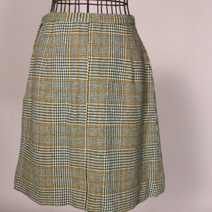 Vintage 60-tals grön rutig minikjol från Scaasi för Lortogs, storlek S, midja 64 cm bild 6