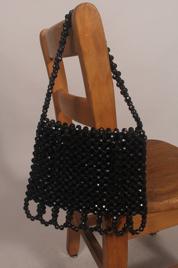 50s 60s Purse //  Vintage 50s 60s Black Beaded For