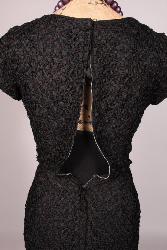 50s Dress //  Vintage 50s Black Ribbon Dress Size… - image 9