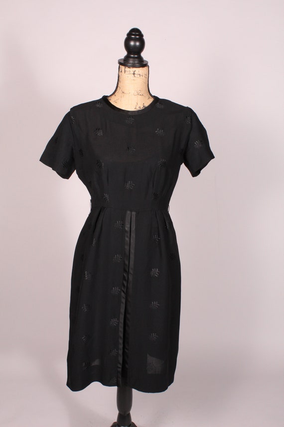 50s 60s Dress //  Vintage 50s 60s Black Semi-Shee… - image 3