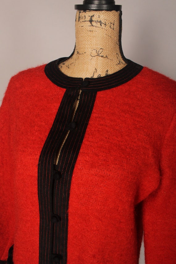 60s Sweater //  Vintage 60s Orange Red Mohair Swe… - image 5